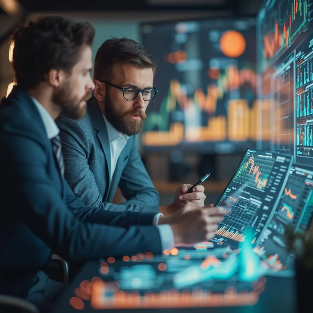 Consultores trabajando en oficina moderna